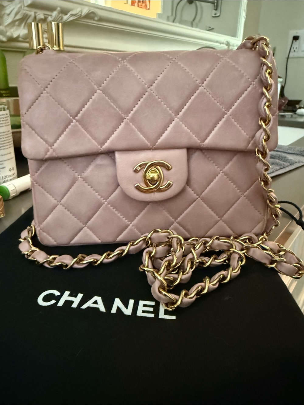 Vintage Chanel lilac lambskin mini square